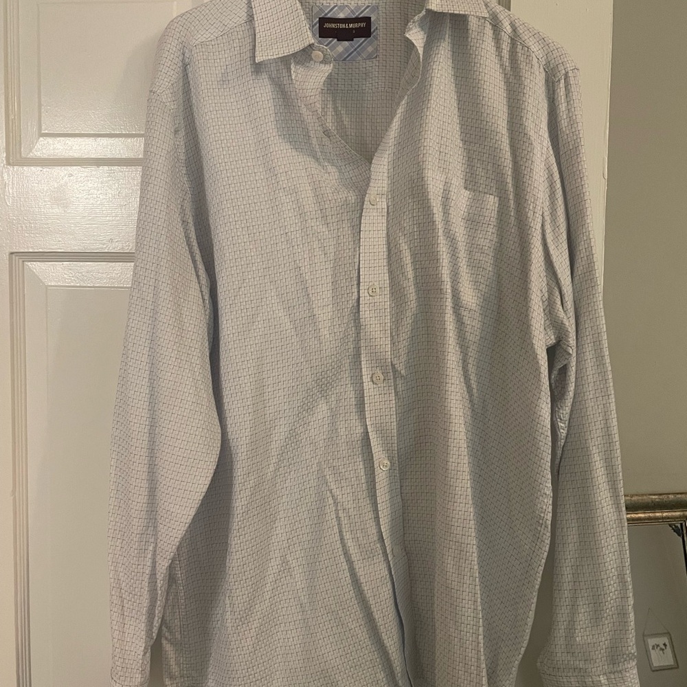 Johnston & Murphy White Casual Button Down Shirt Classic Style